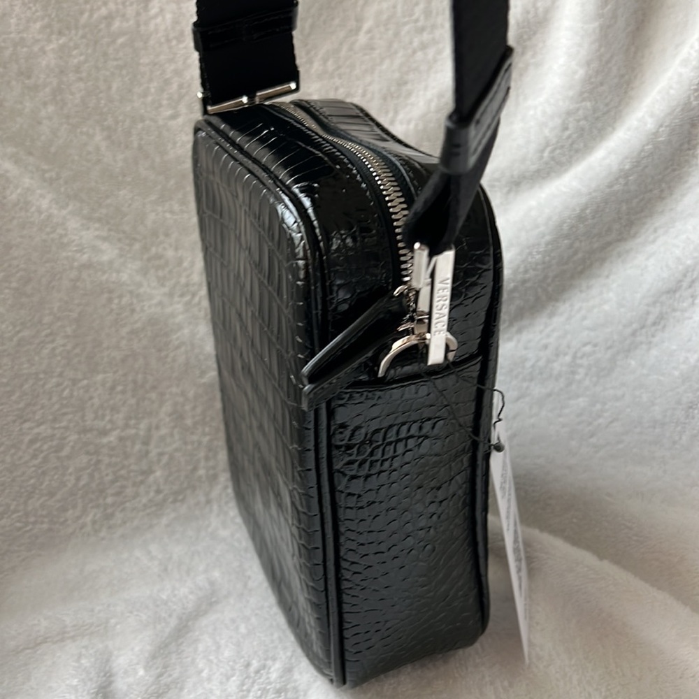 Versace croc effect leather Medusa biggie logo monogram crossbody bag NEW - Picture 7 of 10